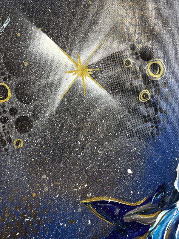 Abstraktně namalovaný obraz akrylem s názvem: Hvězdný návrat