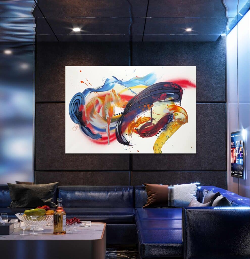 Abstraktně namalovaný obraz akrylem s názvem: Síla