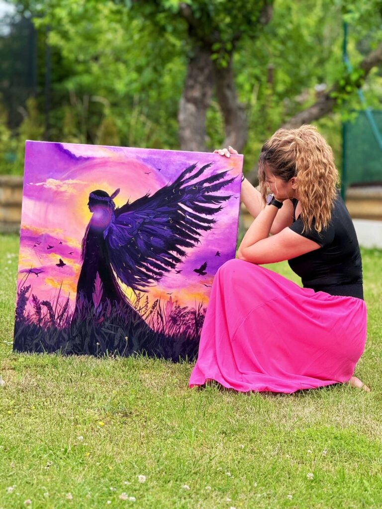 Akrylový obraz indiánky jako symbol síly, klidu a vnitřní energie inspirovaný osobním příběhem autorky.