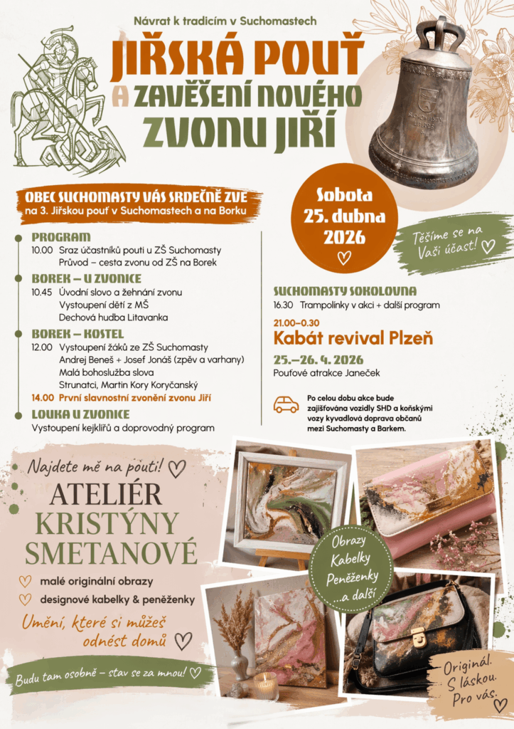 Stánek s originálními obrazy a designovými doplňky Kristýny Smetanové na Jiřské pouti v Suchomastech